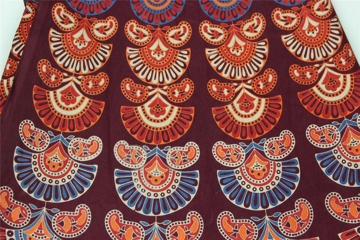 Block Print Mandala Maxi Wrap Skirt - Maroon