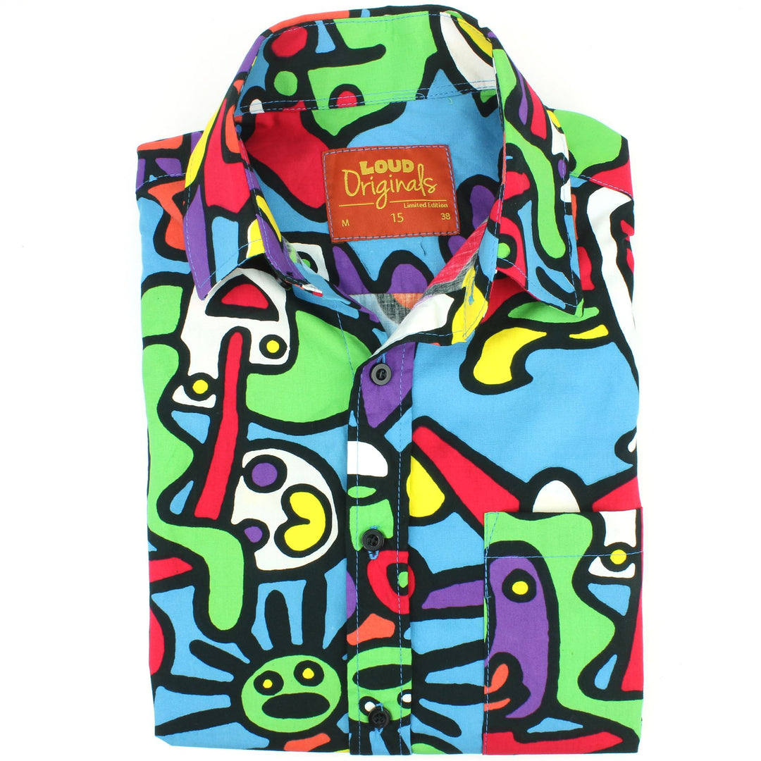 Slim Fit Long Sleeve Cotton Shirt - Tiffy Print - Blue