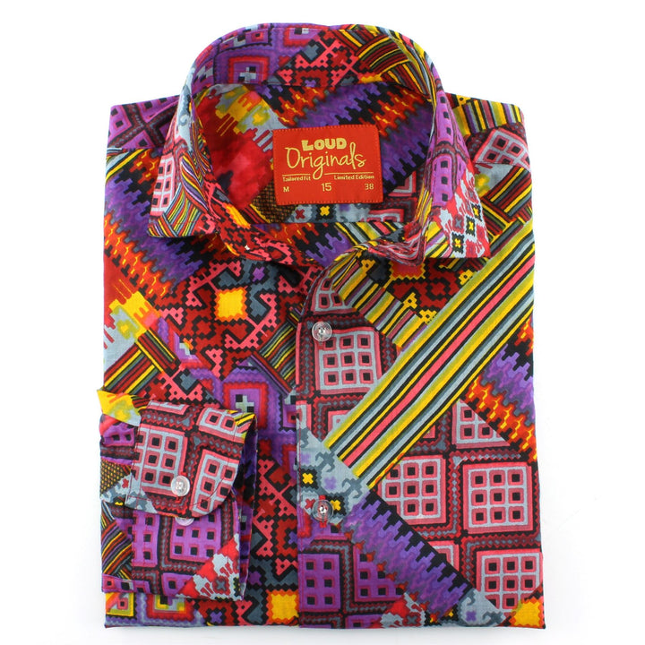 Tailored Fit Long Sleeve Shirt - Digital Diagonals