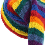 Wool Knit 'Papa Noel' Night Cap Hat - Rainbow