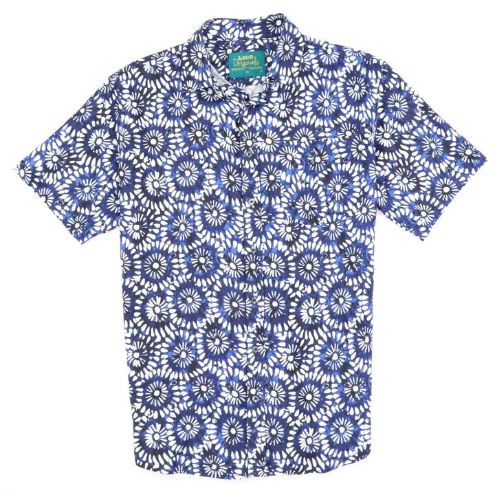 Regular Fit Short Sleeve Shirt - Indigo Shibori