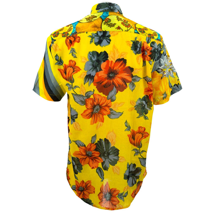 Regular Fit Short Sleeve Shirt - Random Mixed Panel Yellow
