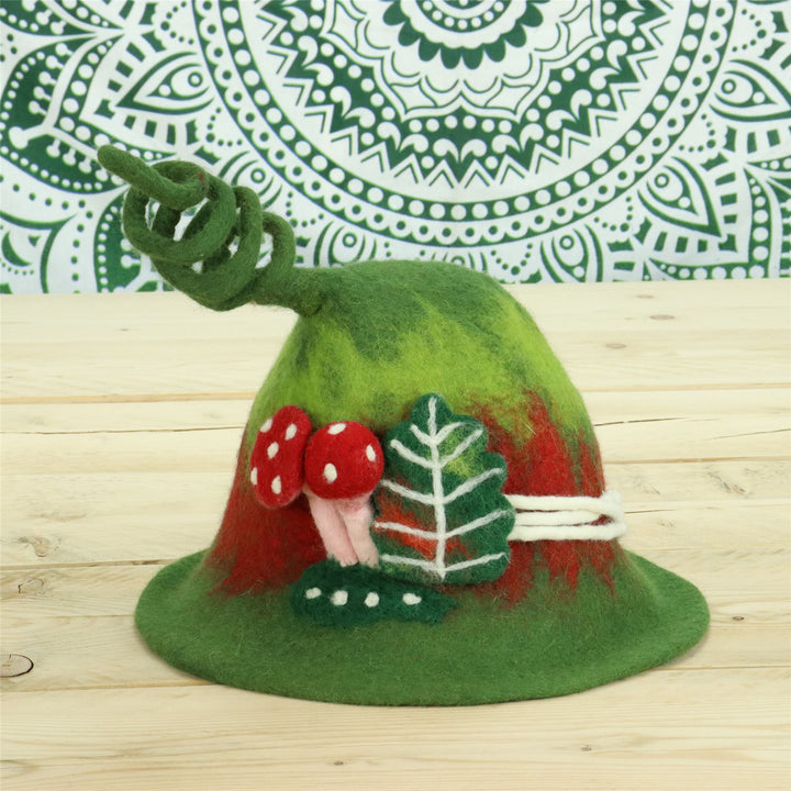 LoudElephant Handcrafted Wool Felt Hat from Nepal - Woodland Spiral