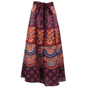 Block Print Mandala Maxi Wrap Skirt - Maroon