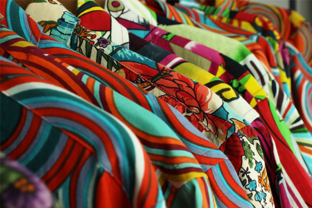 Regular Fit Short Sleeve Shirt - Retro Circle Orange Mustard