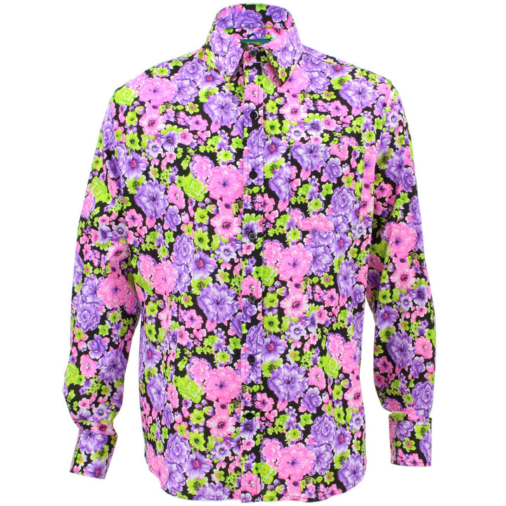 Tailored Fit Long Sleeve Shirt - Purple & Green Floral
