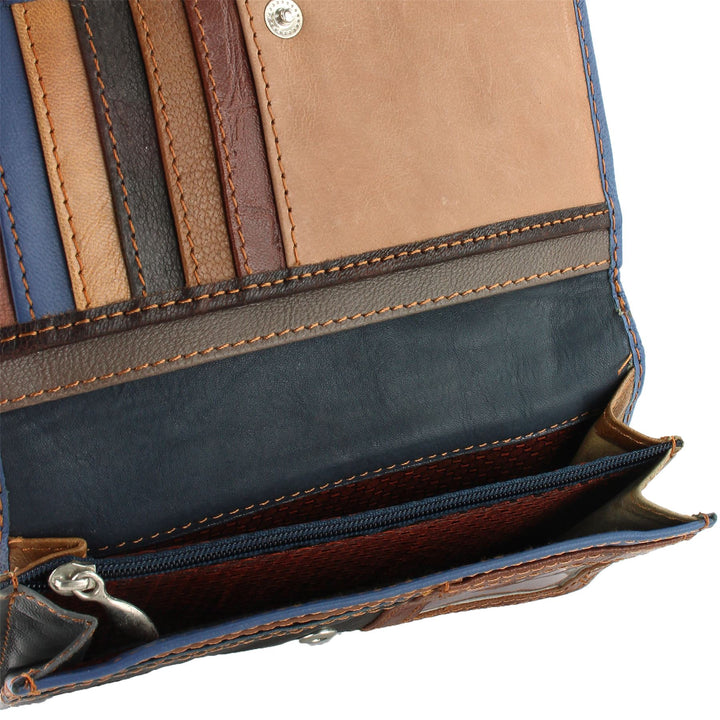 Real Leather Colourful Purse Wallet - Blue