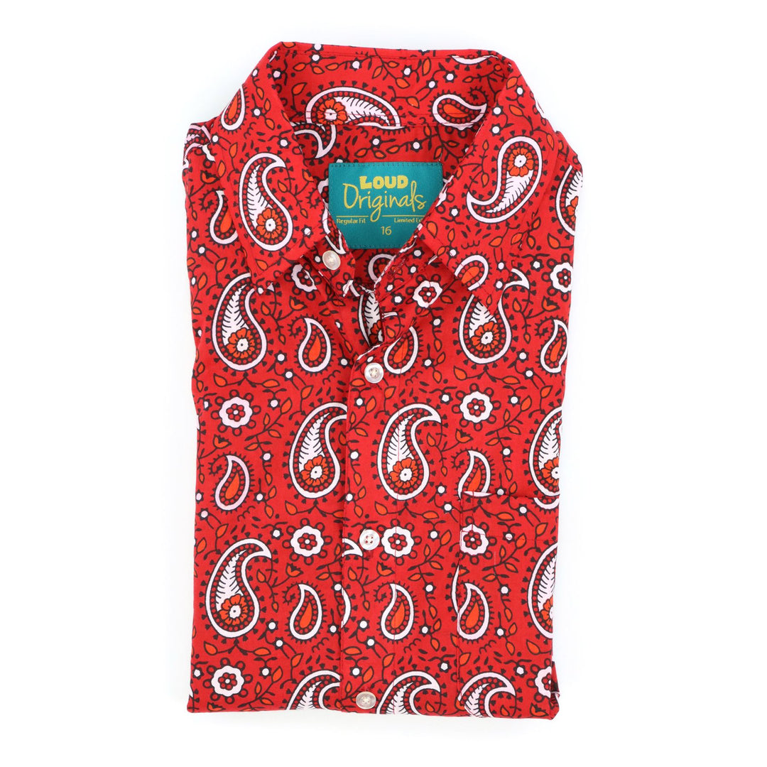 Regular Fit Short Sleeve Shirt - Crimson Paisley