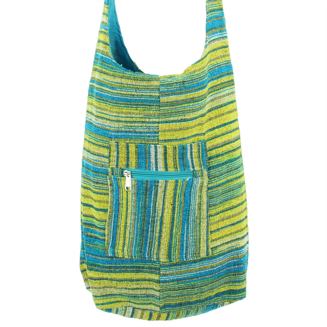 Striped Chenille Sling Shoulder Bag - Turq Yellow