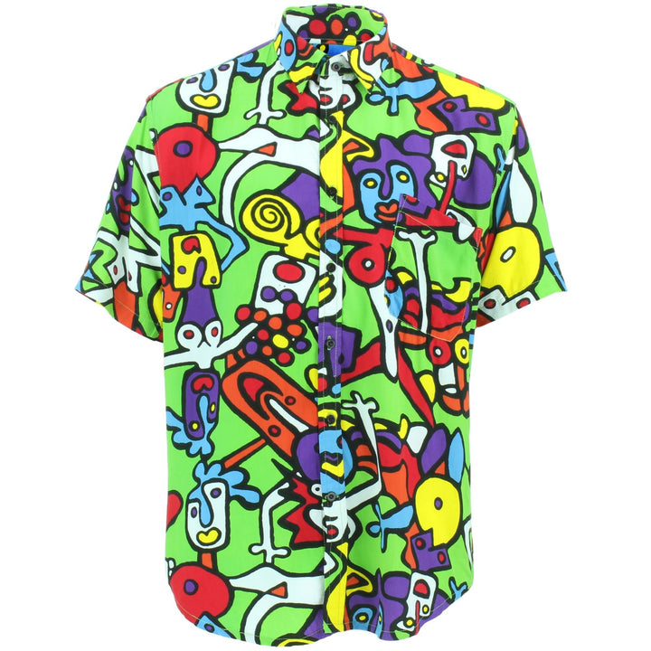 Slim Fit Short Sleeve Rayon Shirt - Tiffy Print - Green