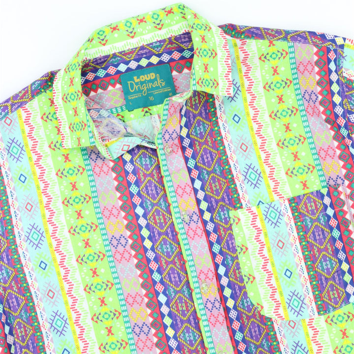 Regular Fit Short Sleeve Shirt - Lime Aztec