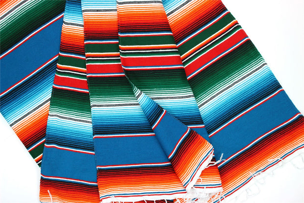 Handwoven Mexican Serape Large 200cm x 147cm - Teal