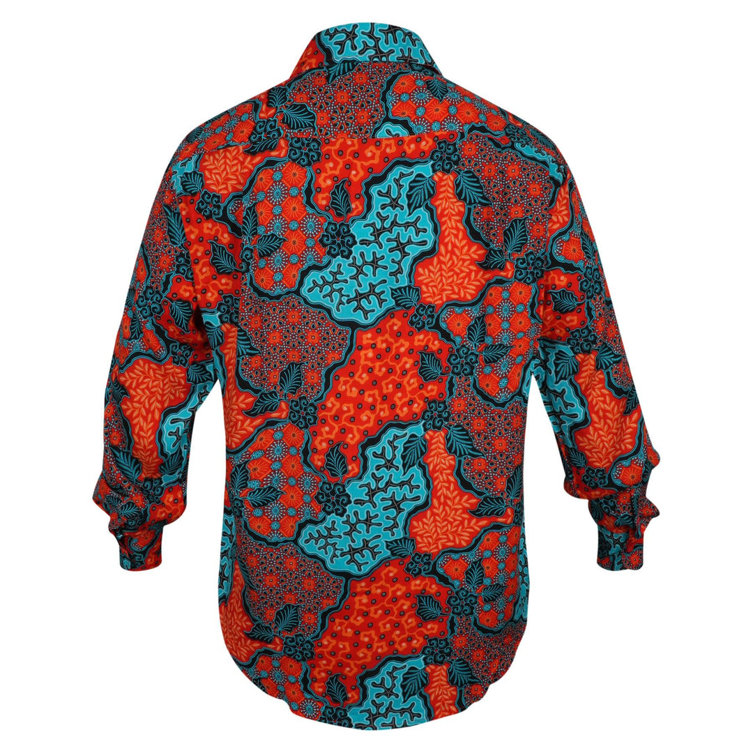 Regular Fit Long Sleeve Shirt - Coral Batik Mosaic