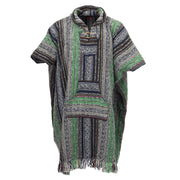 Brushed Cotton Long Hooded Poncho - Green
