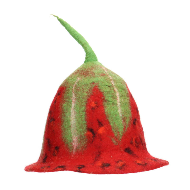 LoudElephant Handcrafted Wool Felt Hat from Nepal - Strawberry
