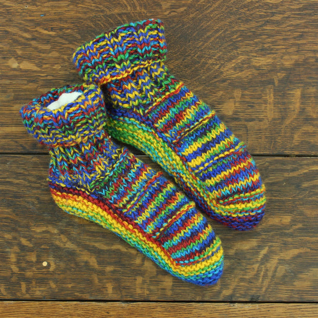Hand Knitted Wool Ankle Socks - SD Rainbow Mix