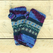 Hand Knitted Wool Arm Warmer - 17 Blue