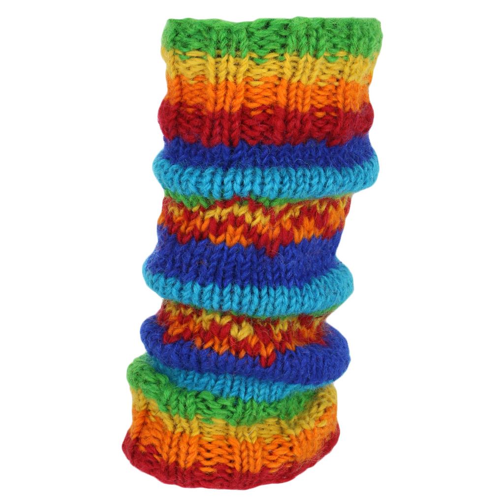 Chunky Wool Knit Leg Warmers - Rainbow