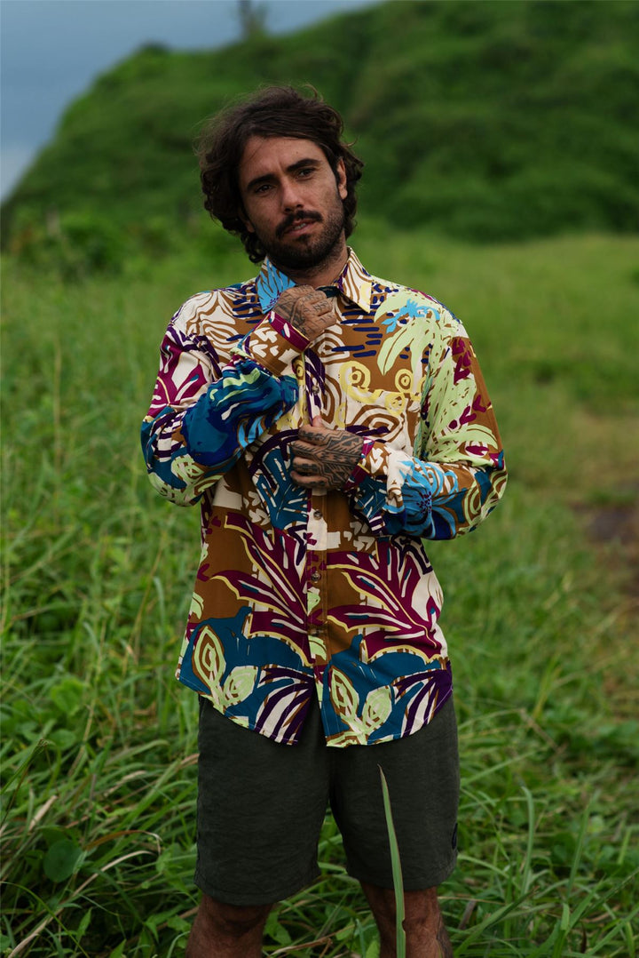 Regular Fit Long Sleeve Shirt - Electric Rainforest