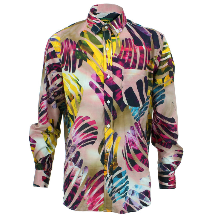 Regular Fit Long Sleeve Shirt - Red & Yellow Abstract Jungle