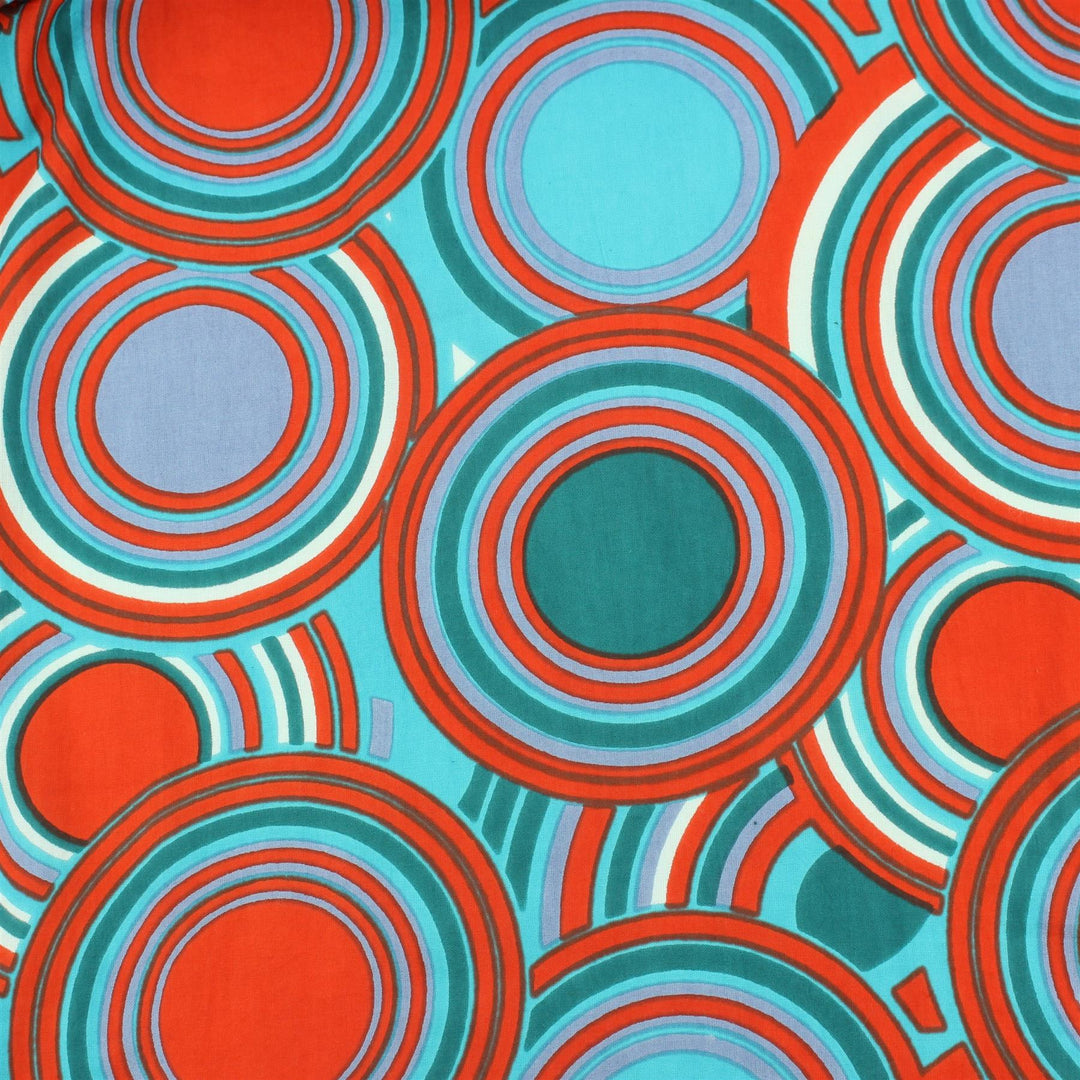 Tea Dress - Retro Circle Red Teal