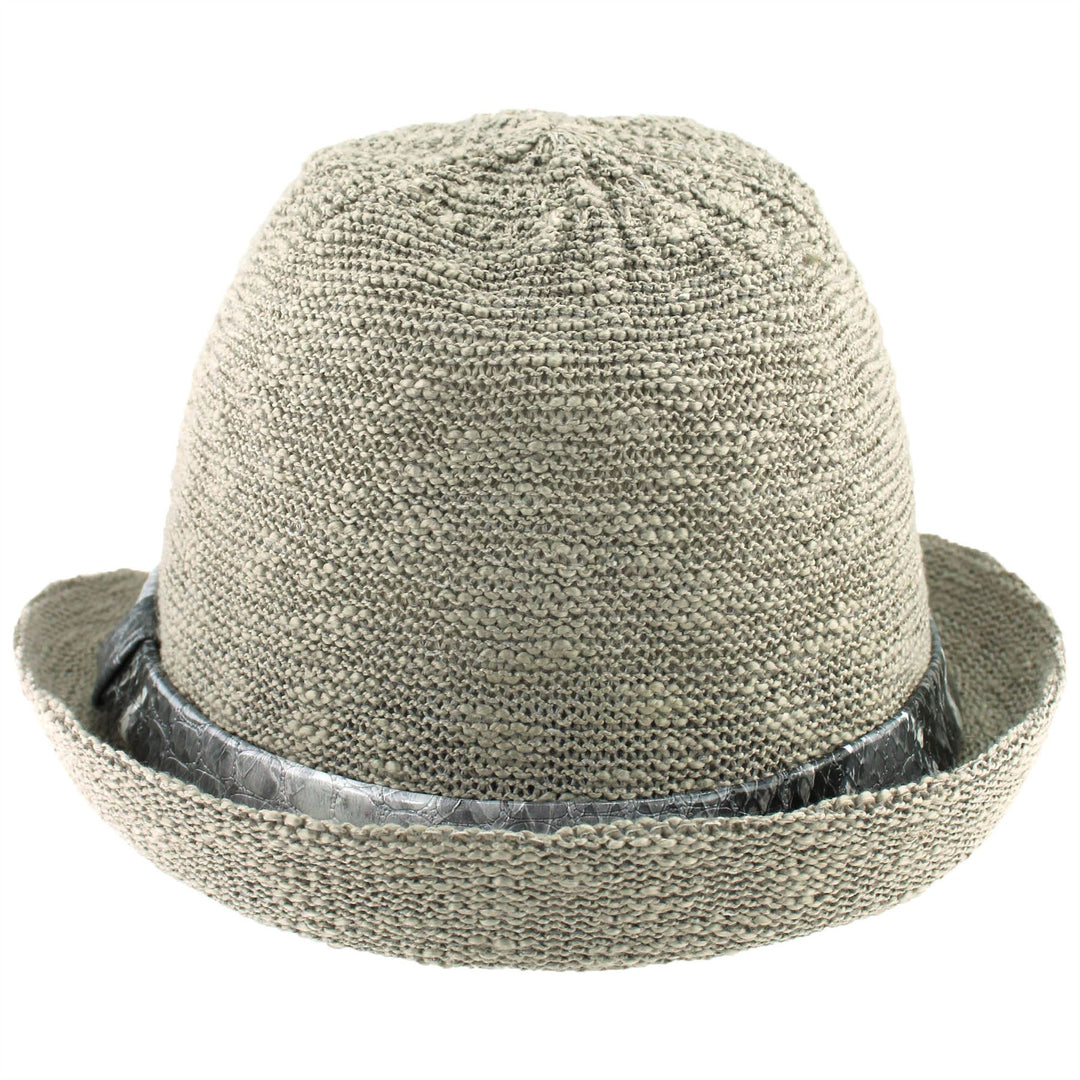 Lightweight trilby hat with faux leather snakeskin band - Light grey (57cm)