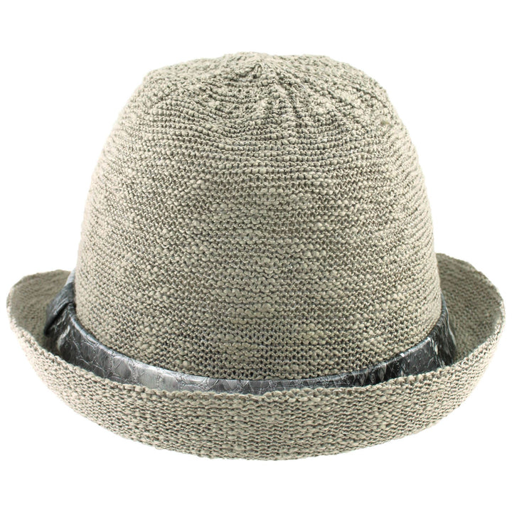 Lightweight trilby hat with faux leather snakeskin band - Light grey (57cm)