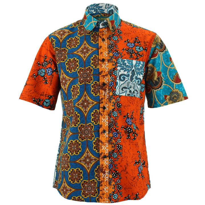 Regular Fit Short Sleeve Shirt - Random Mixed Panel - Batik