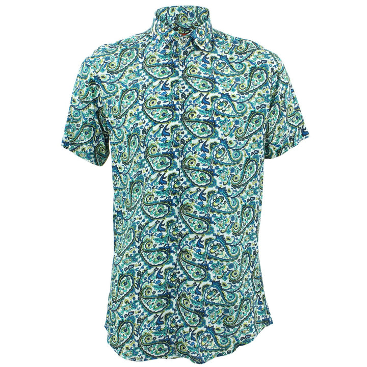 Tailored Fit Short Sleeve Shirt - Porcelain Paisley