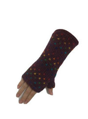 Wool Knit Fleece Lined  Wrist Warmers - Tik Tik Burgundy