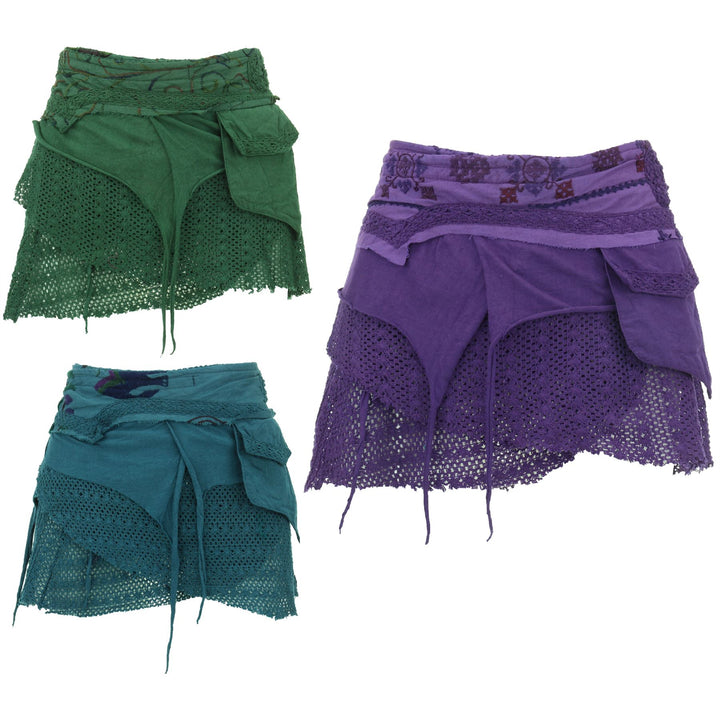 Short Layered Wrap Skirt - Green