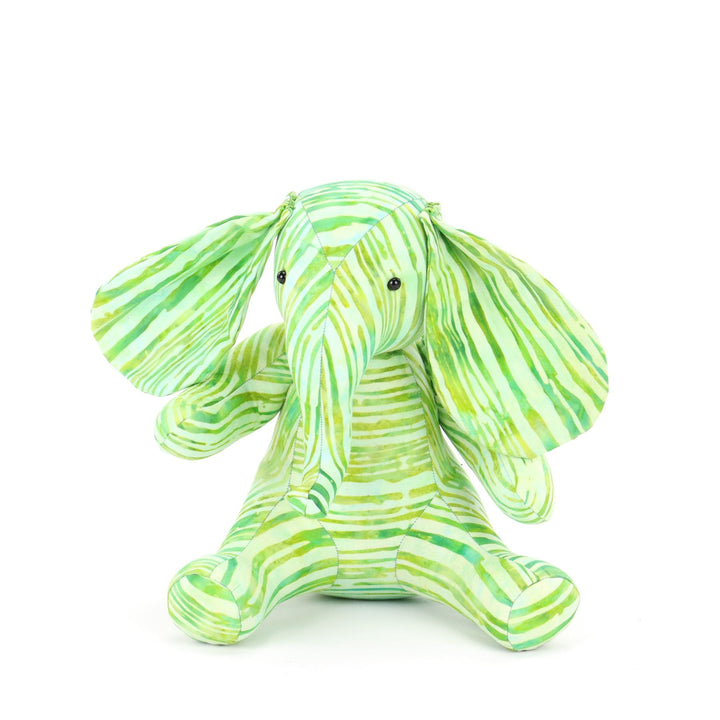 Batik Cotton Friendship Elephant - Green Stripe