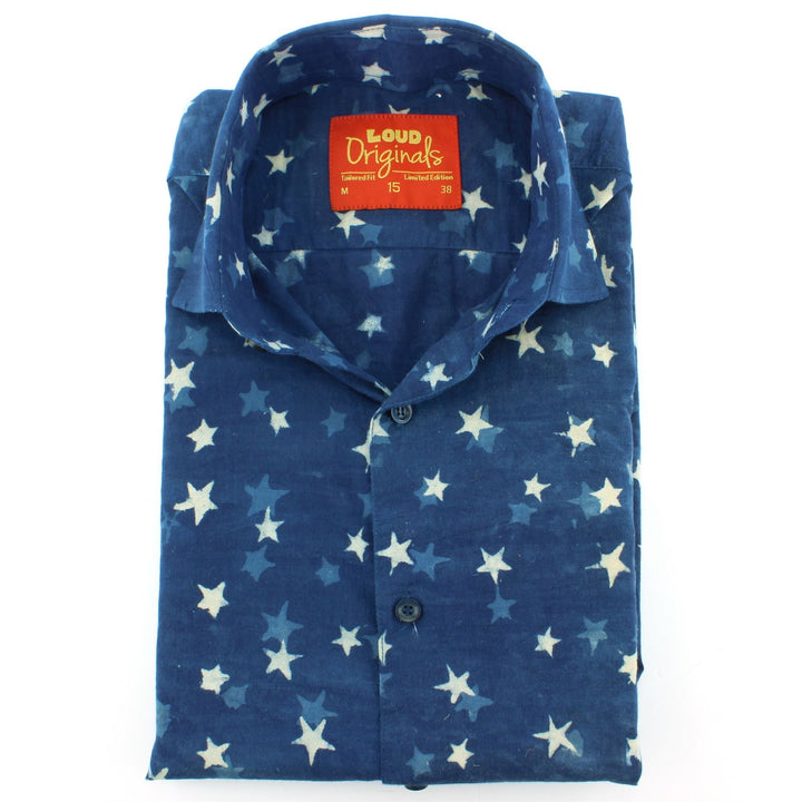 Tailored Fit Short Sleeve Shirt - Block Print - Stars