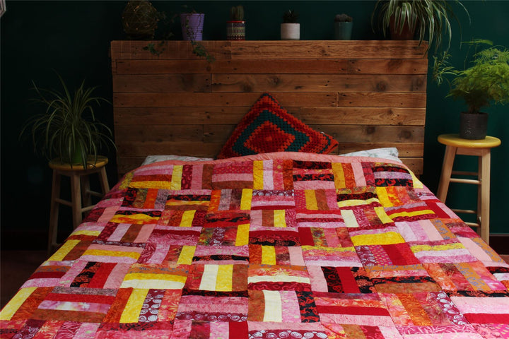 Handmade Quilted Patchwork Batik Printed Bedspread