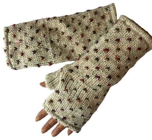 Wool Knit Fleece Lined  Wrist Warmers - Tik Tik Cream