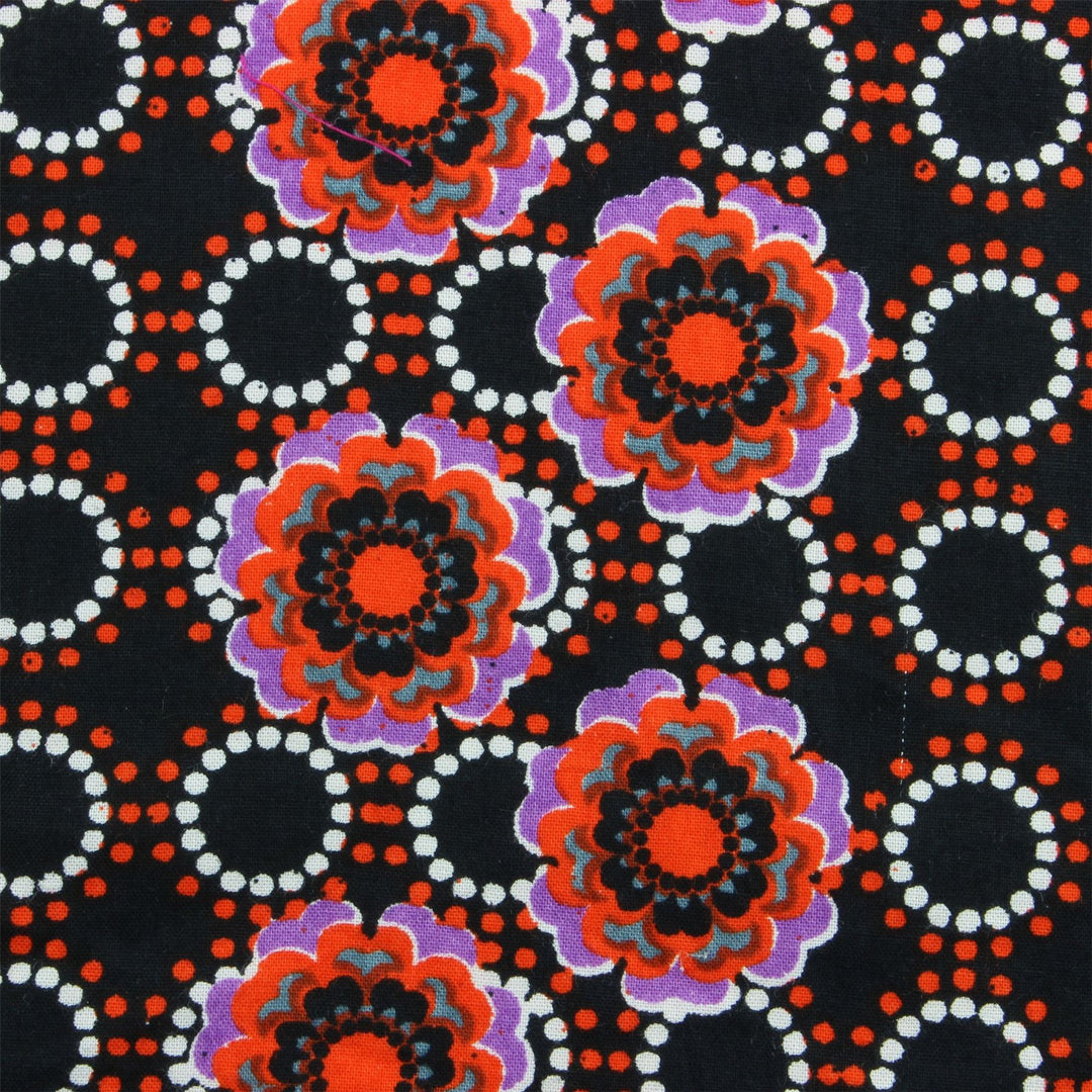 Regular Fit Long Sleeve Shirt - Black Abstract Poppies