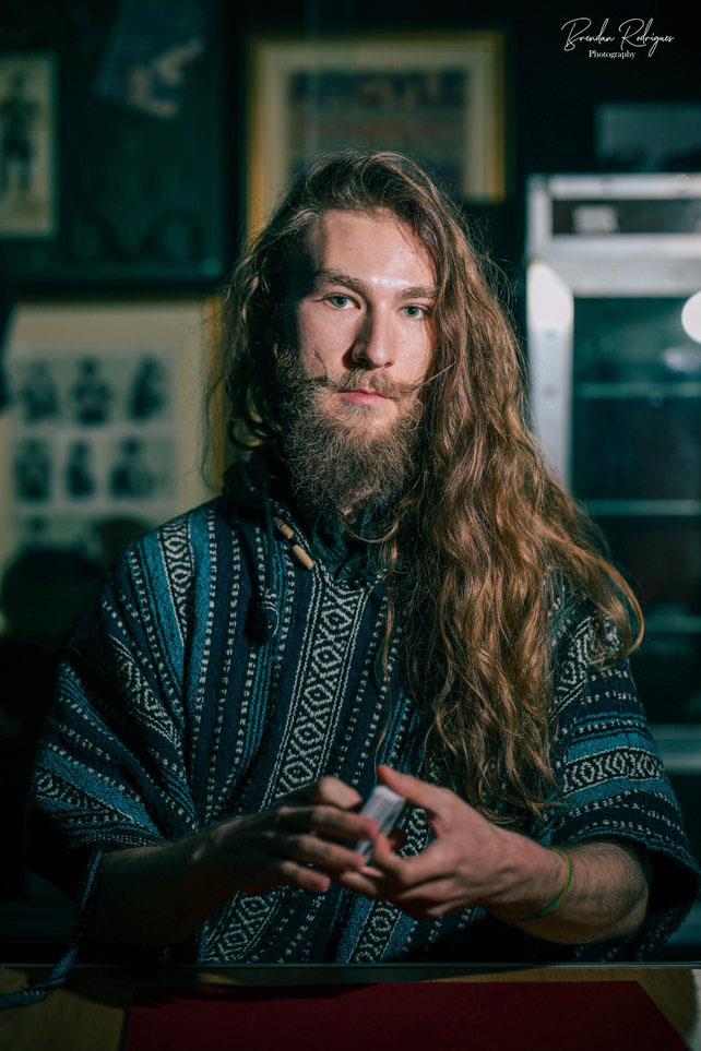 Brushed Cotton Hooded Poncho - Blue