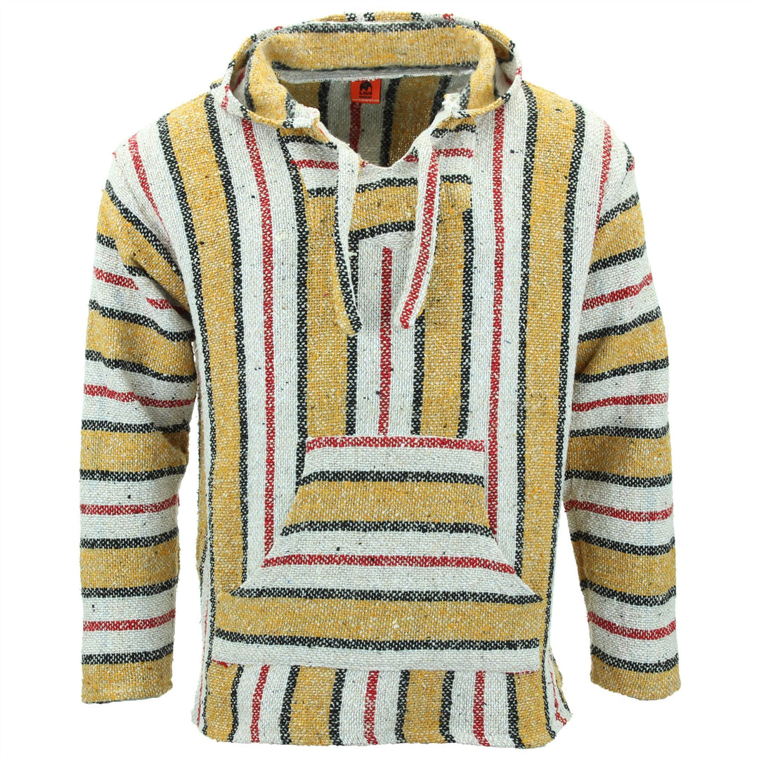 Recycled Mexican Baja Jerga Hoody - Gold Stripe