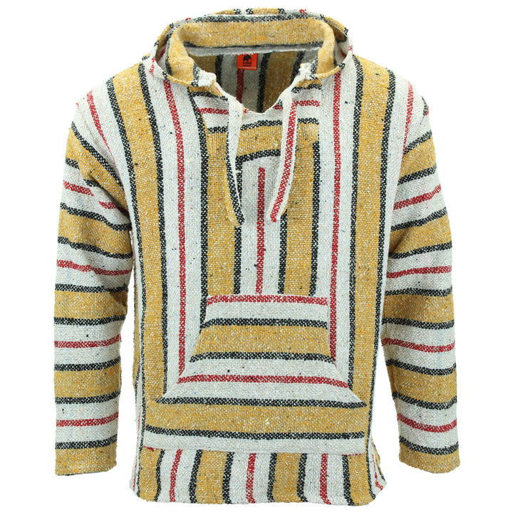 Recycled Mexican Baja Jerga Hoody - Gold Stripe