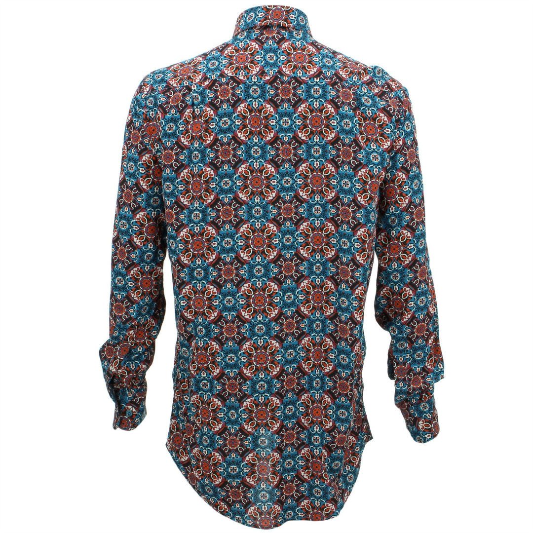 Regular Fit Long Sleeve Shirt - Blue & Red Abstract