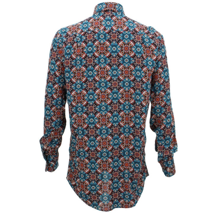 Regular Fit Long Sleeve Shirt - Blue & Red Abstract