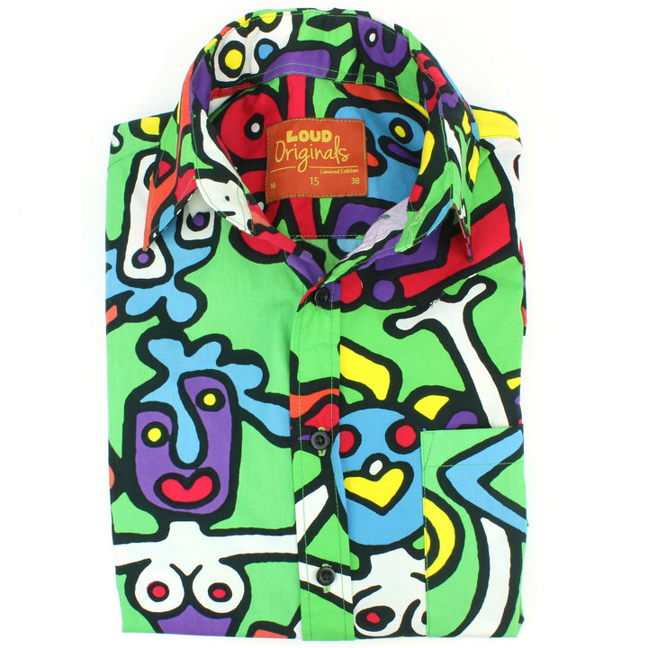 Slim Fit Long Sleeve Cotton Shirt - Tiffy Print - Green