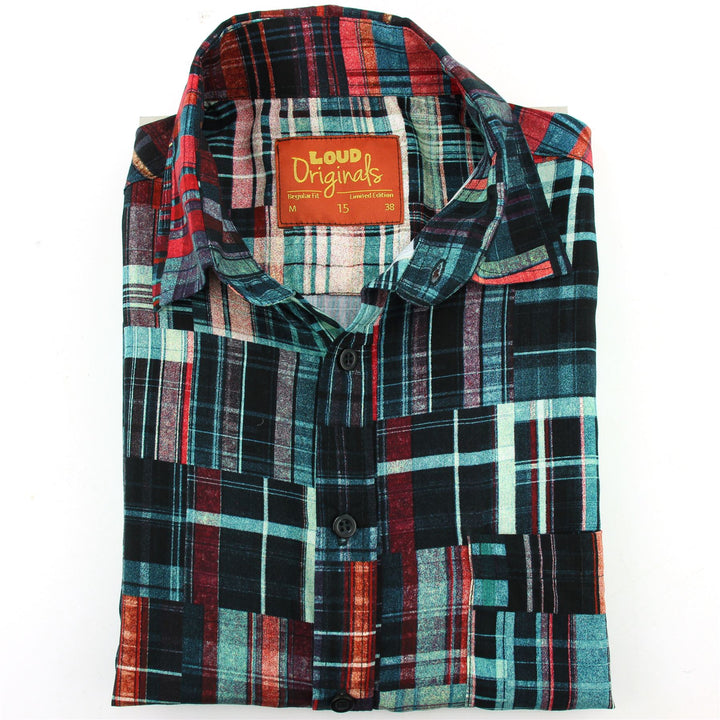 Regular Fit Short Sleeve Shirt - Tartan Patchwork