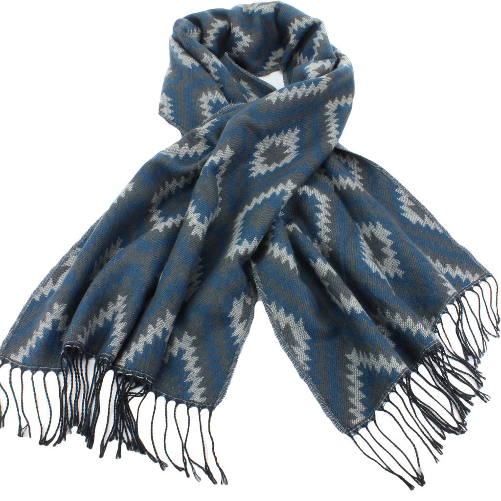 Aztec Pattern Soft Scarf - Blue & Green