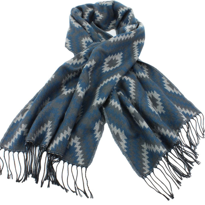 Aztec Pattern Soft Scarf - Blue & Green