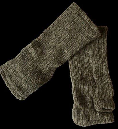 Wool Knit Fleece Lined  Wrist Warmers - Plain Mottled Brown