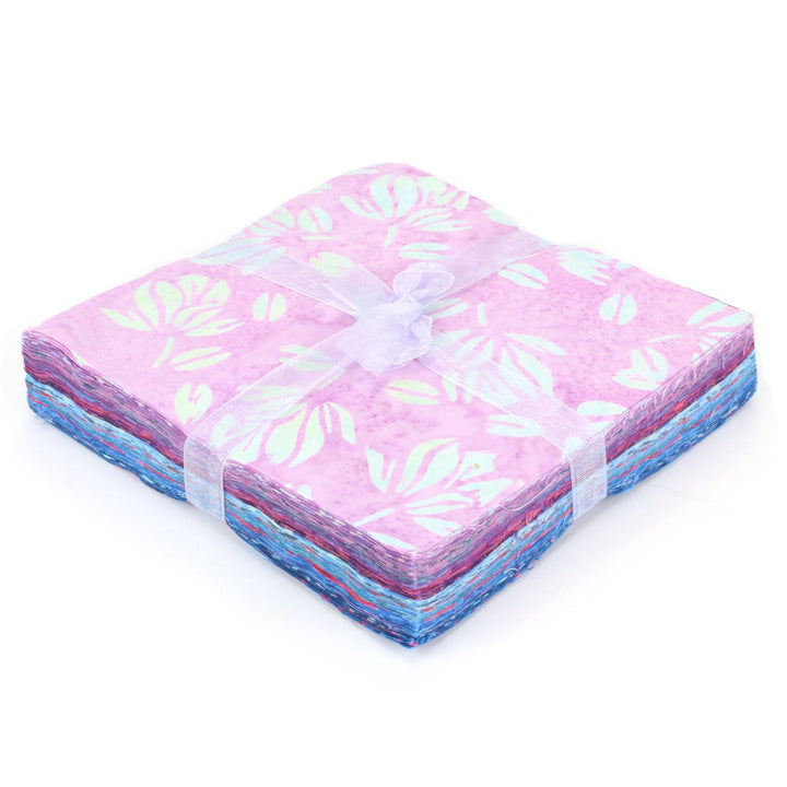 Cotton Batik Charm Pack Pre Cut Fabric Bundle - Pinks to Blues