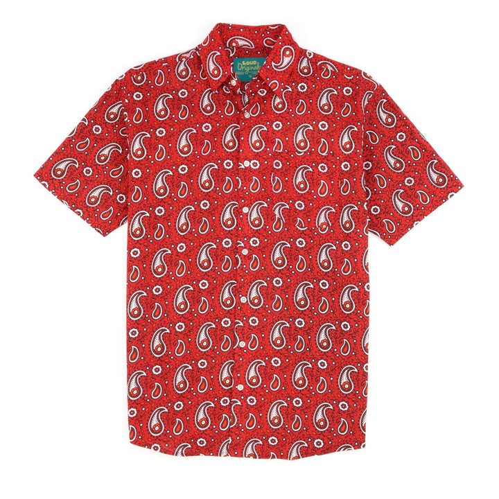 Regular Fit Short Sleeve Shirt - Crimson Paisley