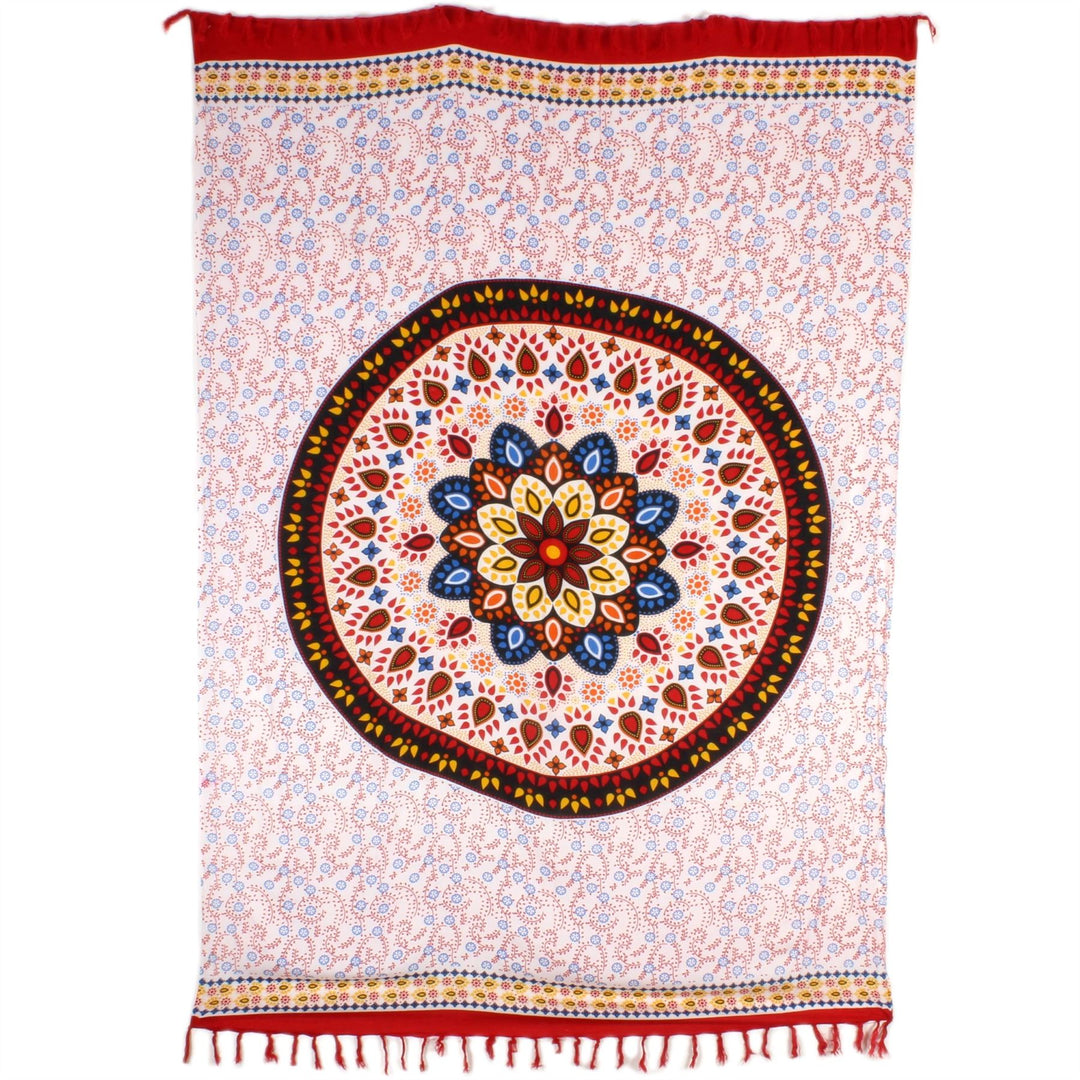 Flower Mandala Print Viscose Rayon Sarong - Pink