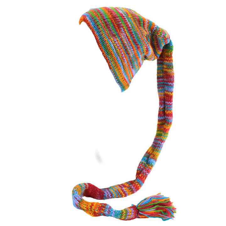 Wool Knit 'Tinky Winky' Tail Beanie Hat - Rainbow SD